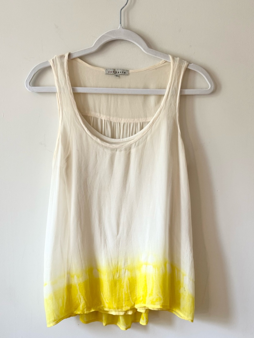 Red Haute Ivory Yellow Ombre Swing Top Boho Resort Blouse Size M